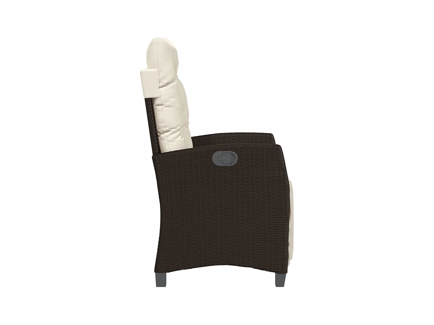 Liggende tuinstoel met voetenbankje van bruin riethars