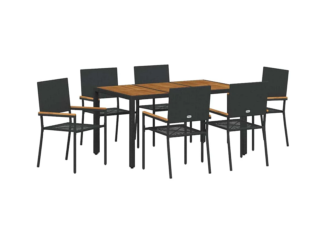 7-delige tuinset, zwart, hout