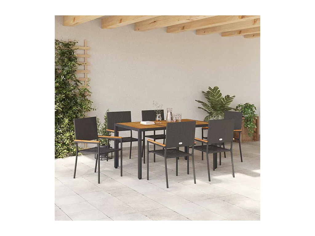 7-delige tuinset, zwart, hout