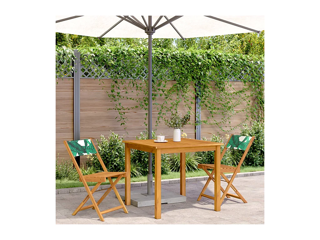 Set di 2 sedie da bistrot con motivo a foglie di acacia e tessuto