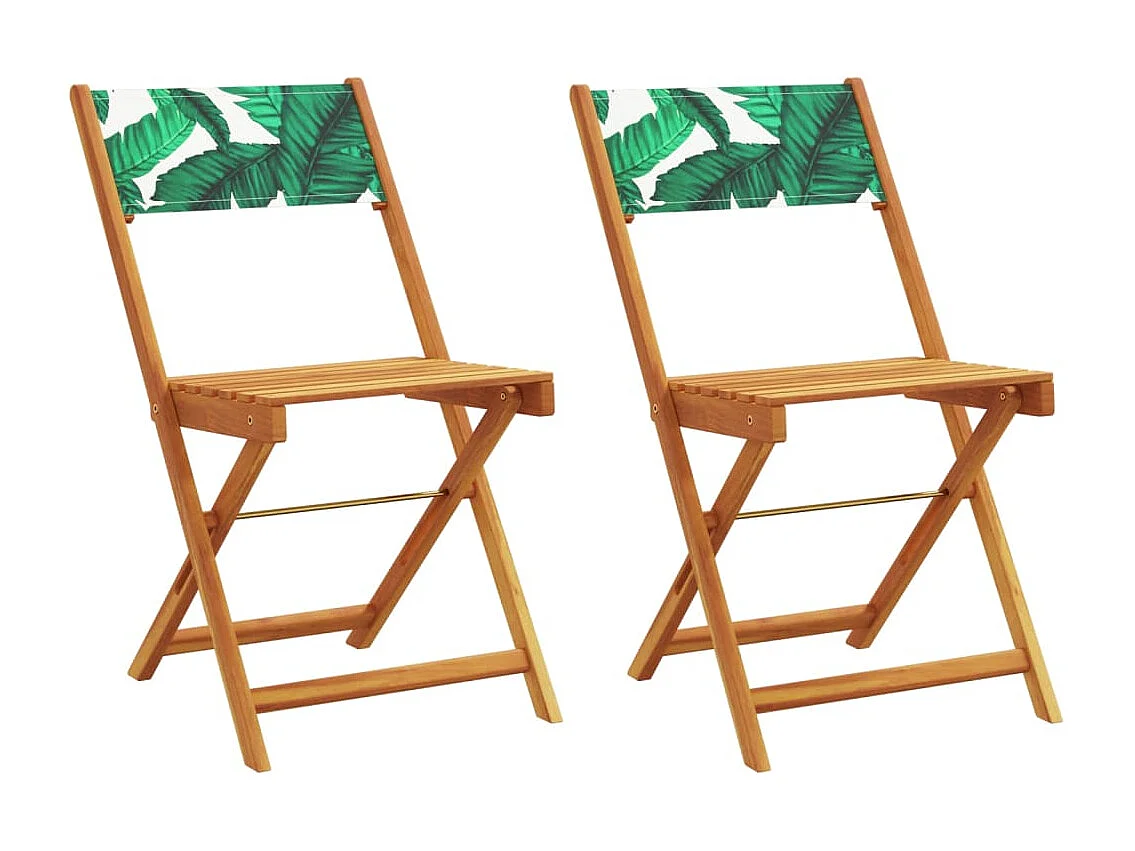 Chaises de bistrot lot de 2 motif de feuilles acacia et tissu