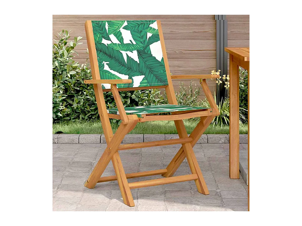 Tuinstoelenset van 2 met acaciabladpatroon en stof