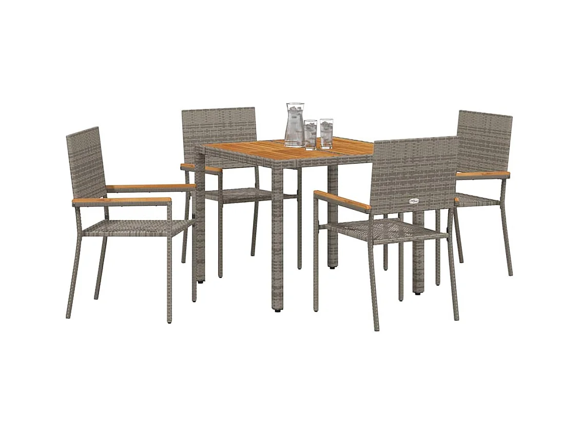 5-delige tuinset, grijs