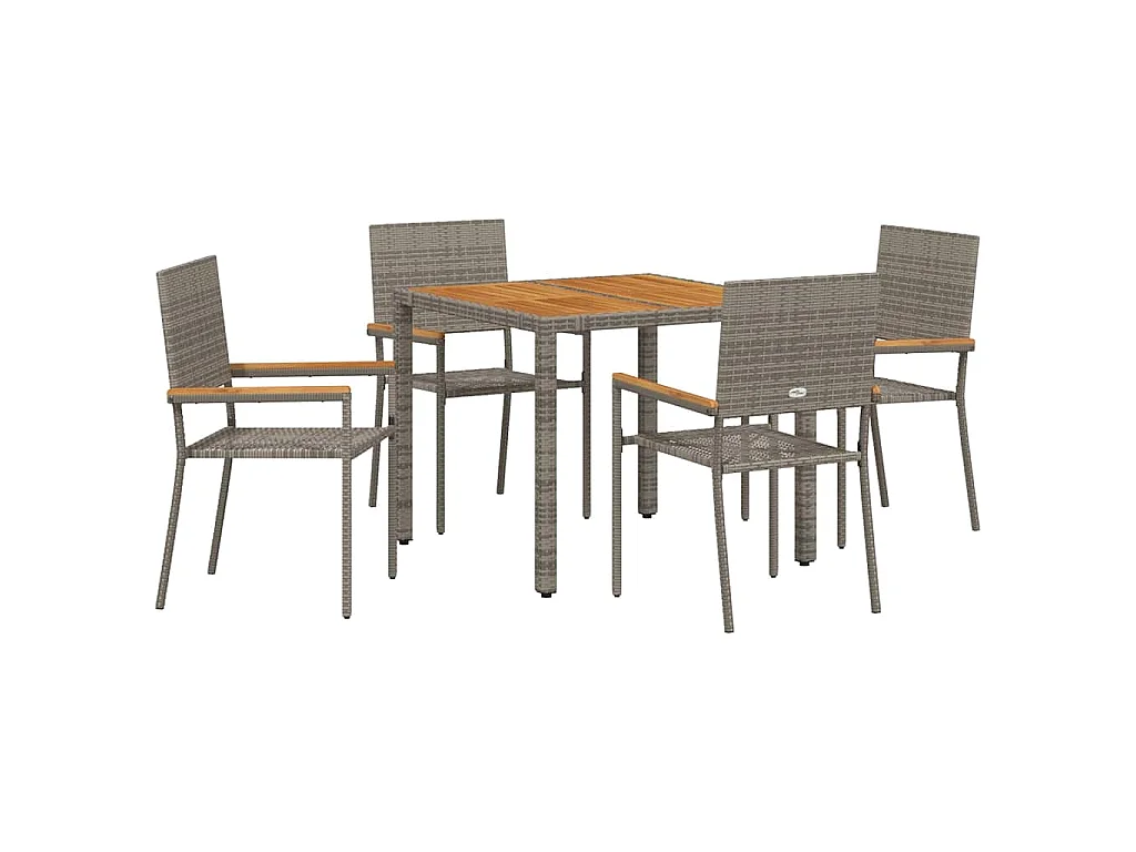 Juego de comedor de jardín de 5 piezas, gris