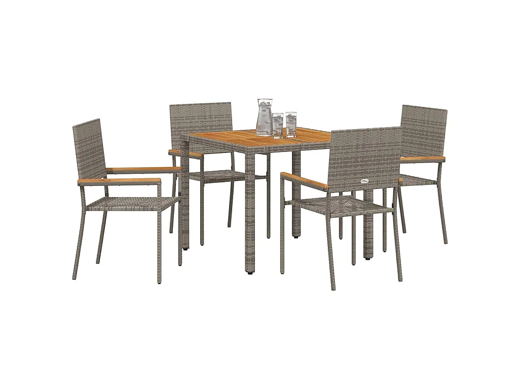 Juego de comedor de jardín de 5 piezas, gris