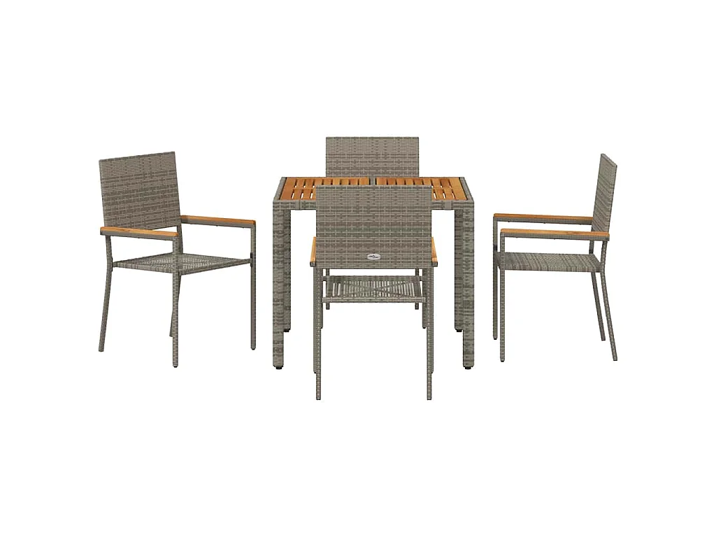 Juego de comedor de jardín de 5 piezas, gris