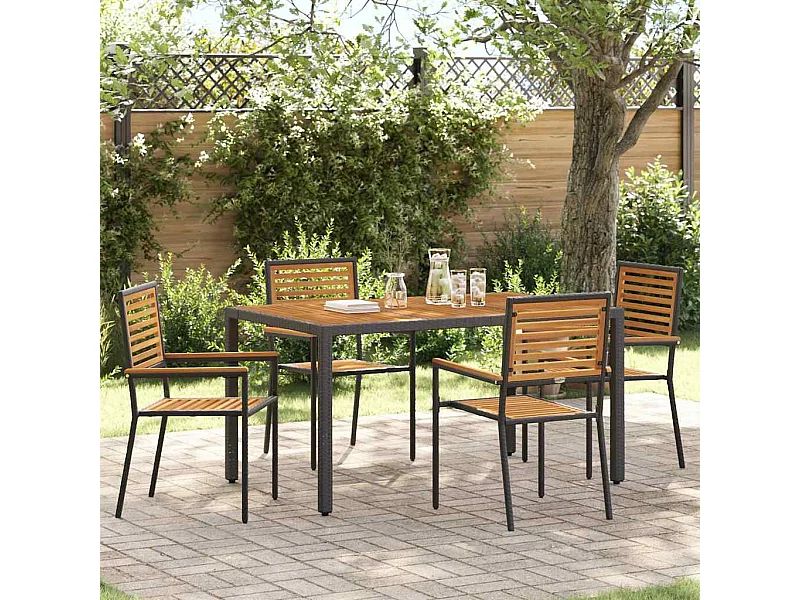 Chaises empilables de jardin 4 pcs Brun, Gris