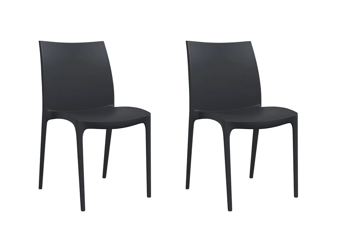 Tuinstoelen set van 2 antraciet 50x46x80 cm polypropyleen