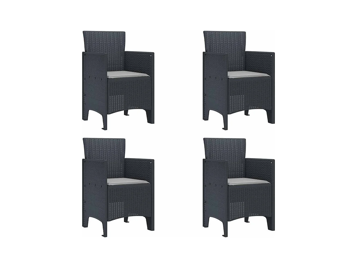 Silla de jardín 4 piezas Antracita 53 x 49 x 85 cm PP