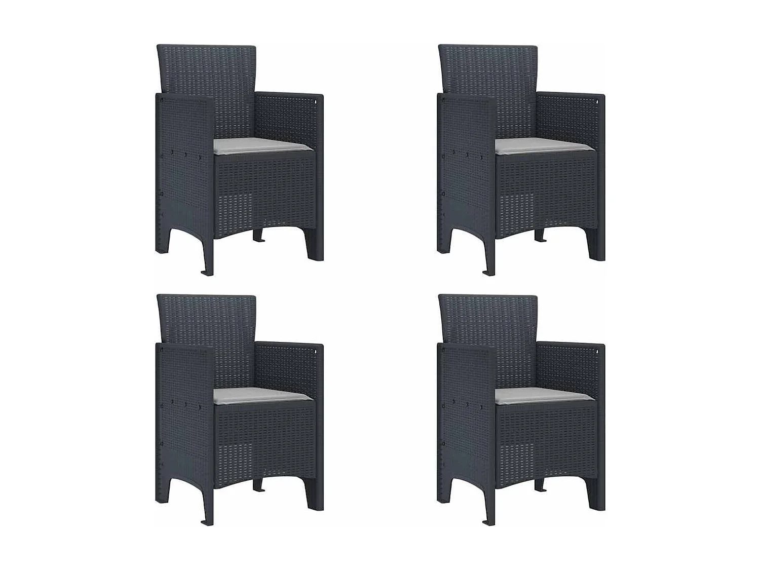 Chaise de jardin 4 pcs Anthracite 53 x 49 x 85 cm PP