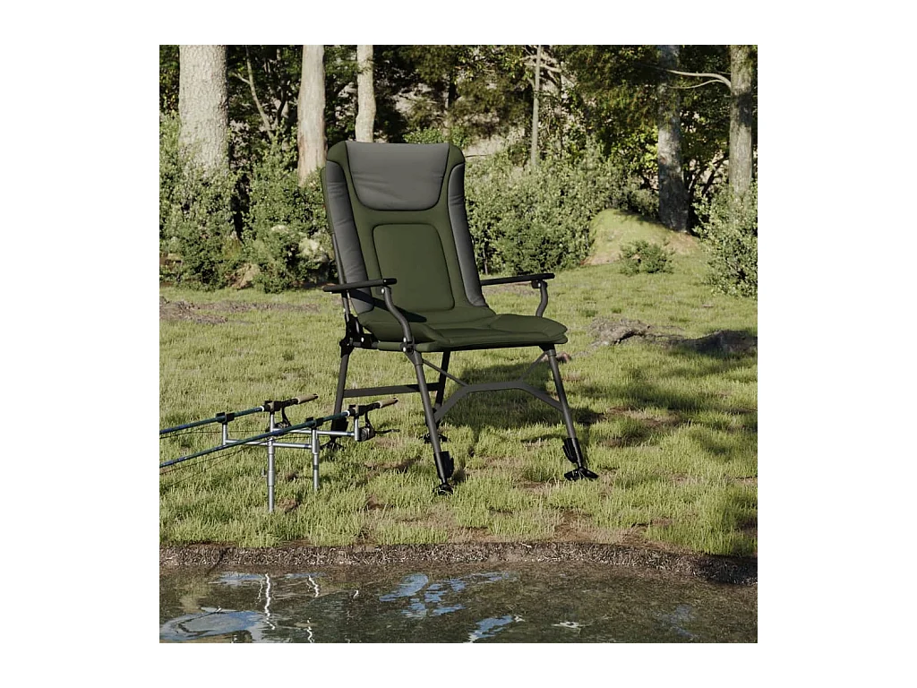 Visstoel met opklapbare armleuning groen