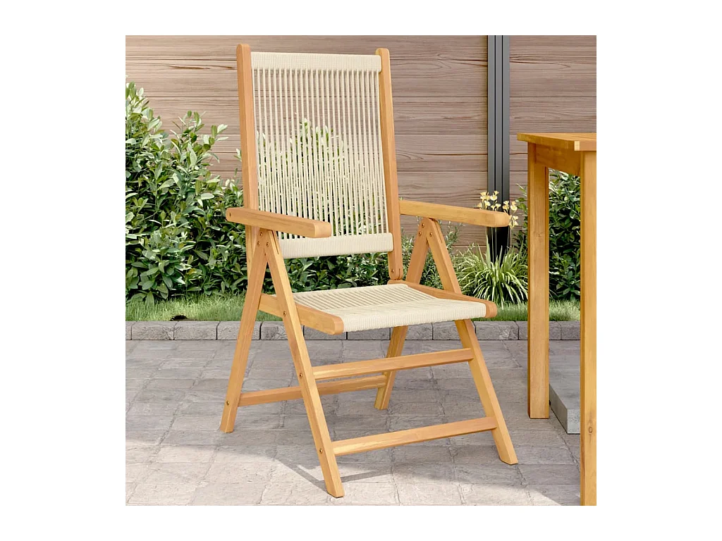 Chaises de jardin lot de 2 beige bois d'acacia et polypropylène