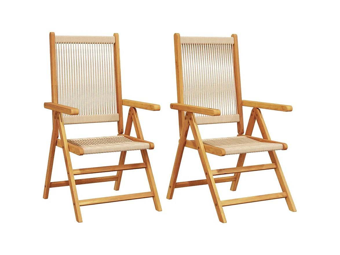Chaises de jardin lot de 2 beige bois d'acacia et polypropylène