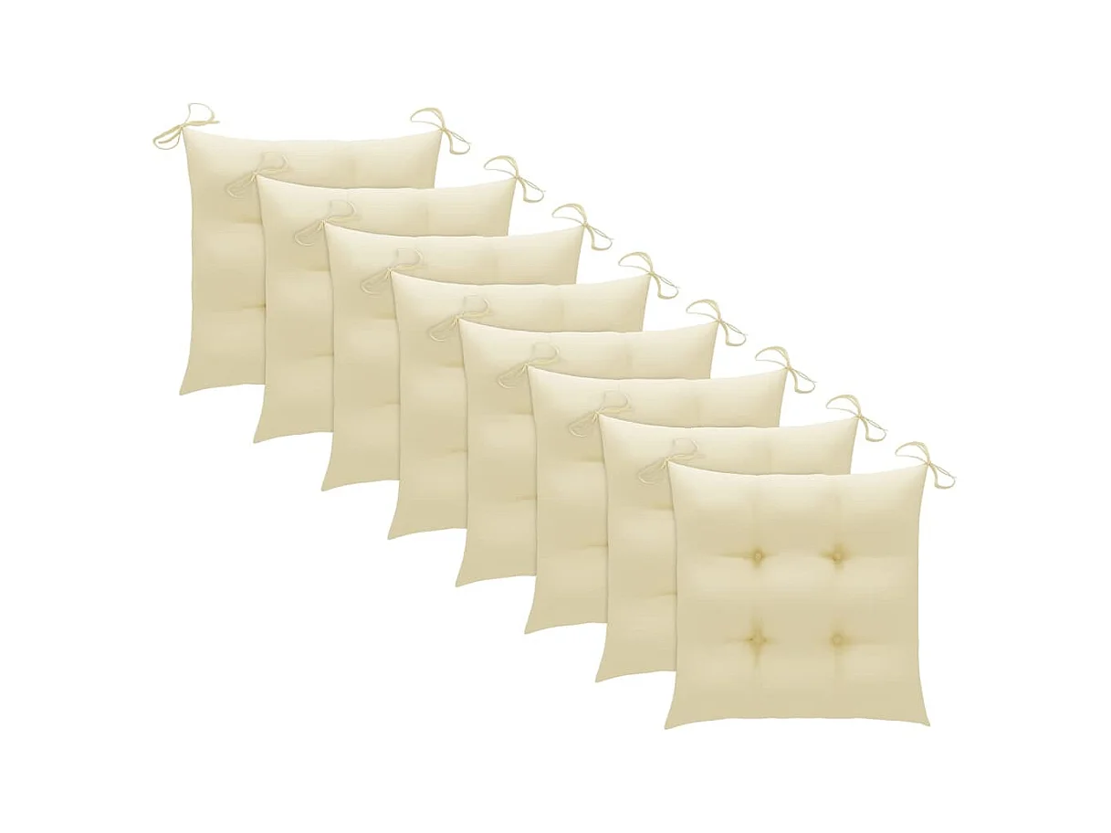 Chaises de jardin et coussins blanc crème lot de 8 Teck massif