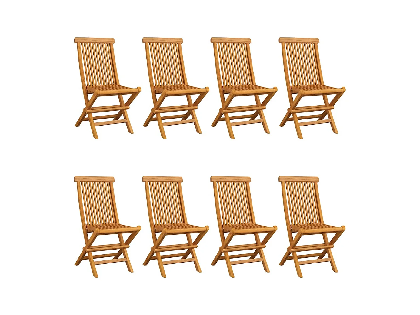 Tuinstoelen en crèmewitte kussens set van 8 massief teak