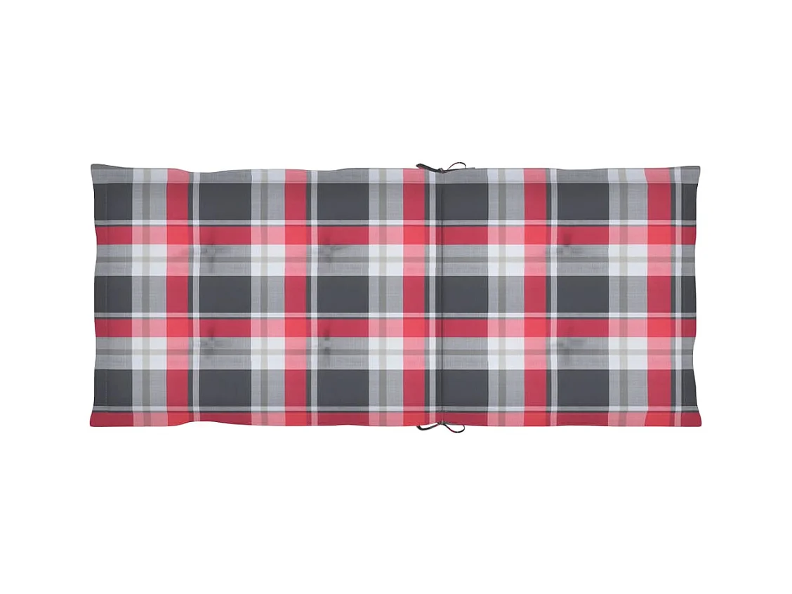 Chaises de jardin lot de 4 et coussins à carreaux rouge Teck