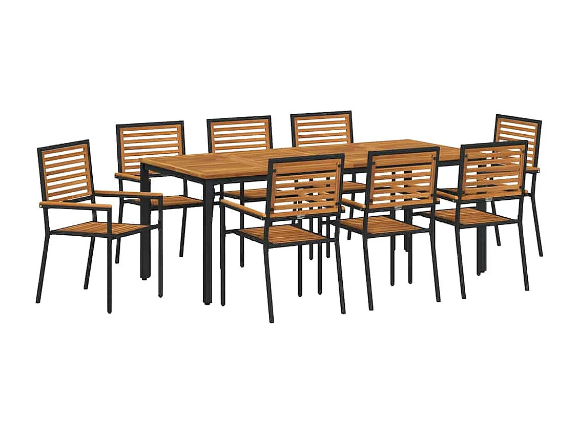 Ensemble de salle à manger pour jardin 9 pcs Noir