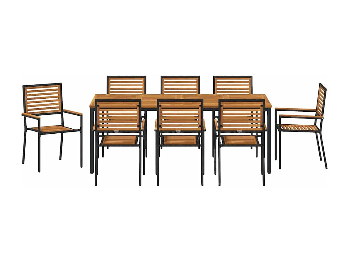 Ensemble de salle à manger pour jardin 9 pcs Noir