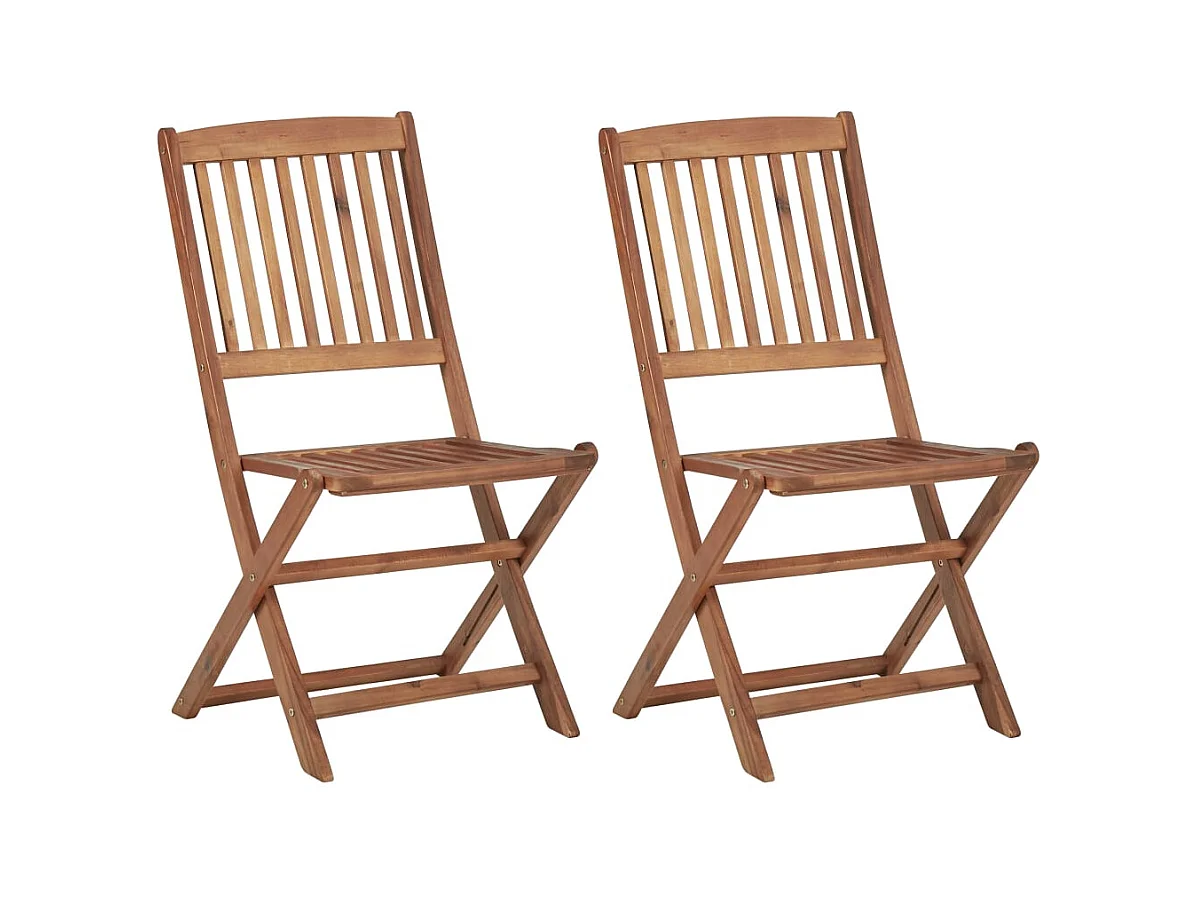 Chaises pliables de jardin lot de 2 avec coussins Bois d'acacia