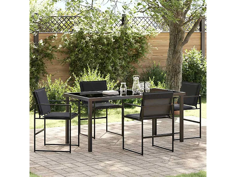 Ensemble de salle à manger pour jardin 5 pcs Noir