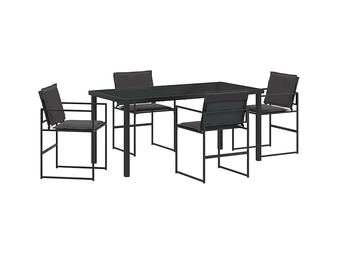 Set da pranzo da giardino 5 pezzi nero