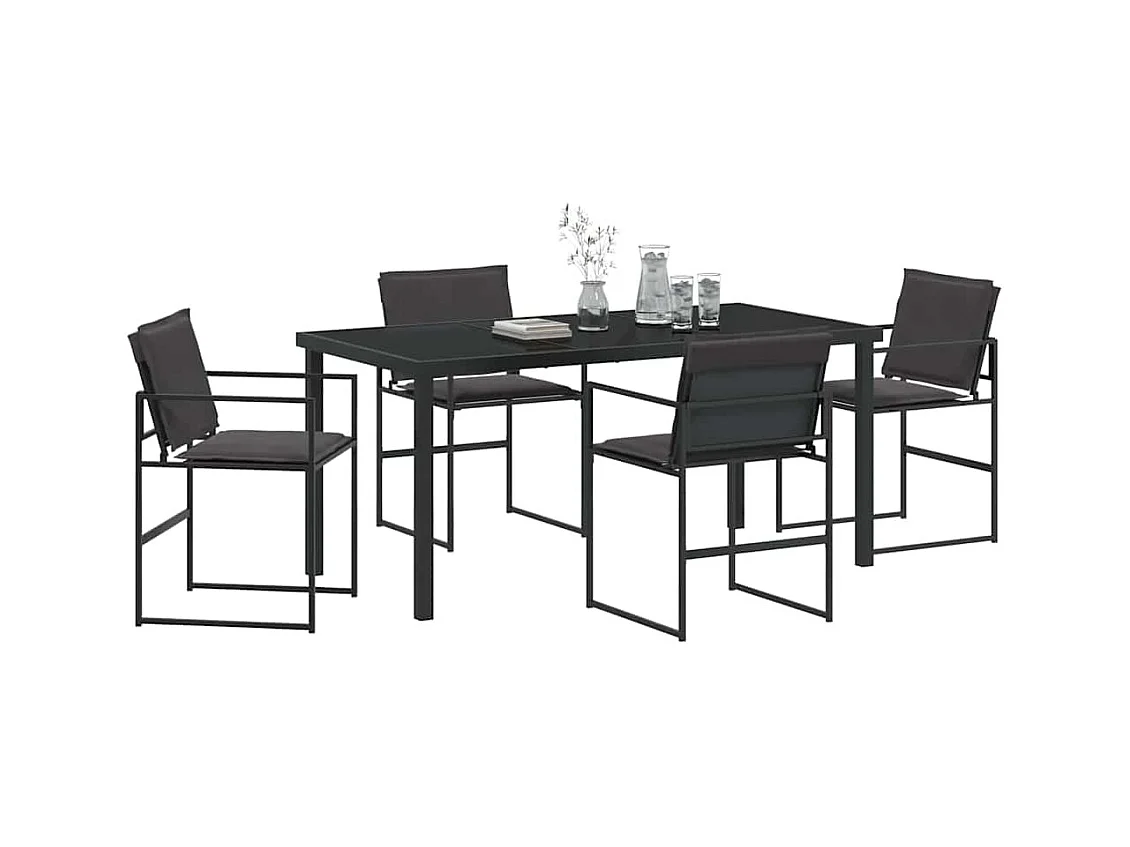 Set da pranzo da giardino 5 pezzi nero