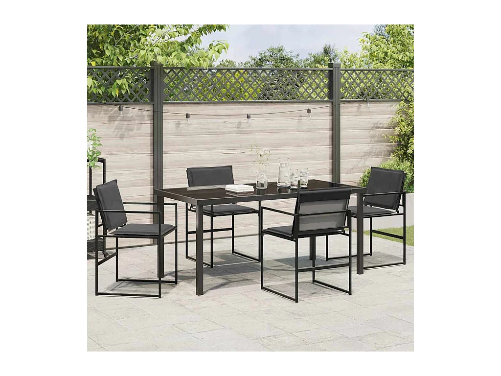 Set da pranzo da giardino 5 pezzi nero