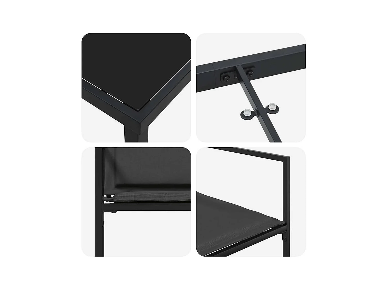 Set da pranzo da giardino 5 pezzi nero