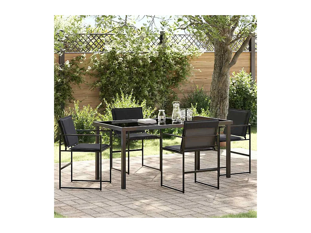 Ensemble de salle à manger pour jardin 5 pcs Noir