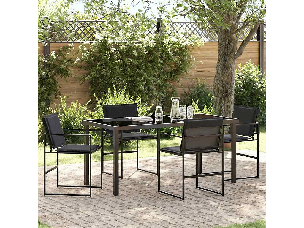 Ensemble de salle à manger pour jardin 5 pcs Noir