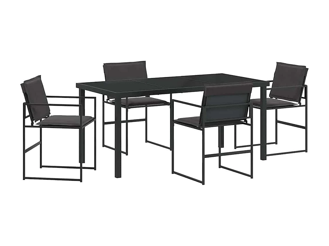 Ensemble de salle à manger pour jardin 5 pcs Noir