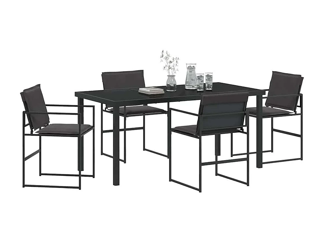 Ensemble de salle à manger pour jardin 5 pcs Noir