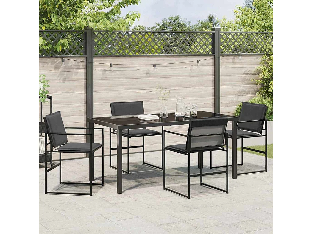 Ensemble de salle à manger pour jardin 5 pcs Noir