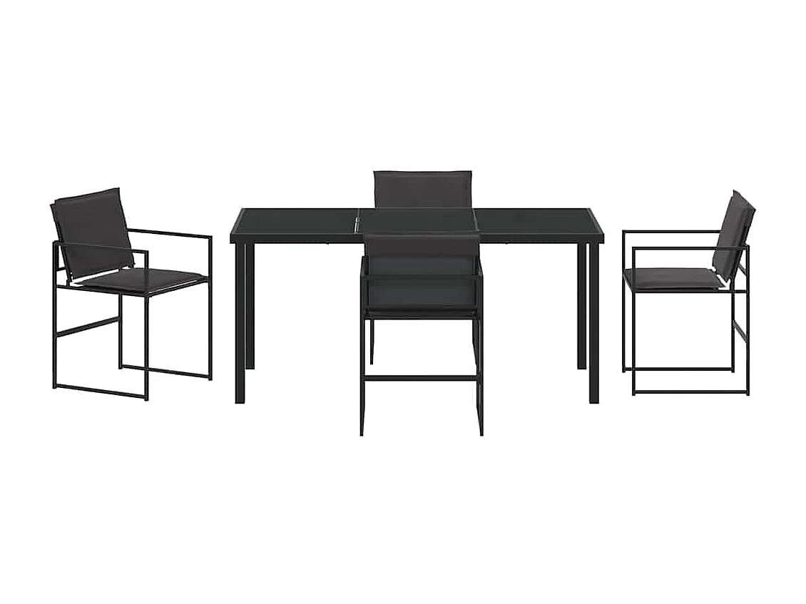 Ensemble de salle à manger pour jardin 5 pcs Noir