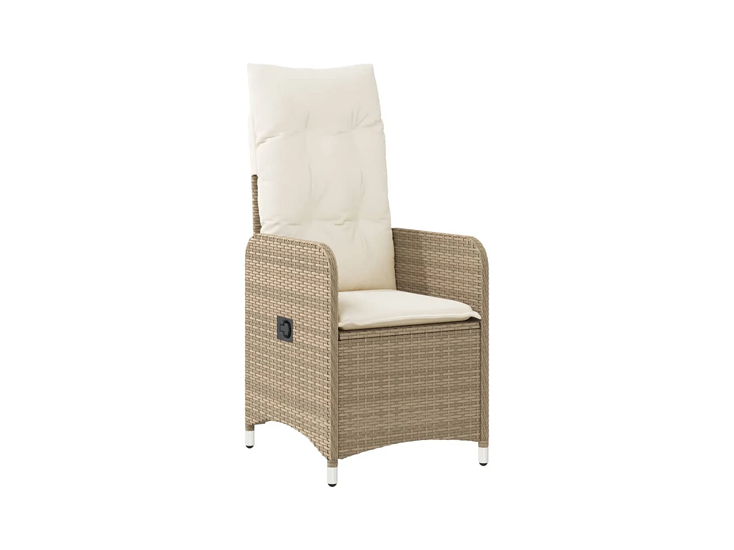 Silla de jardín reclinable con cojines de mimbre de resina beige
