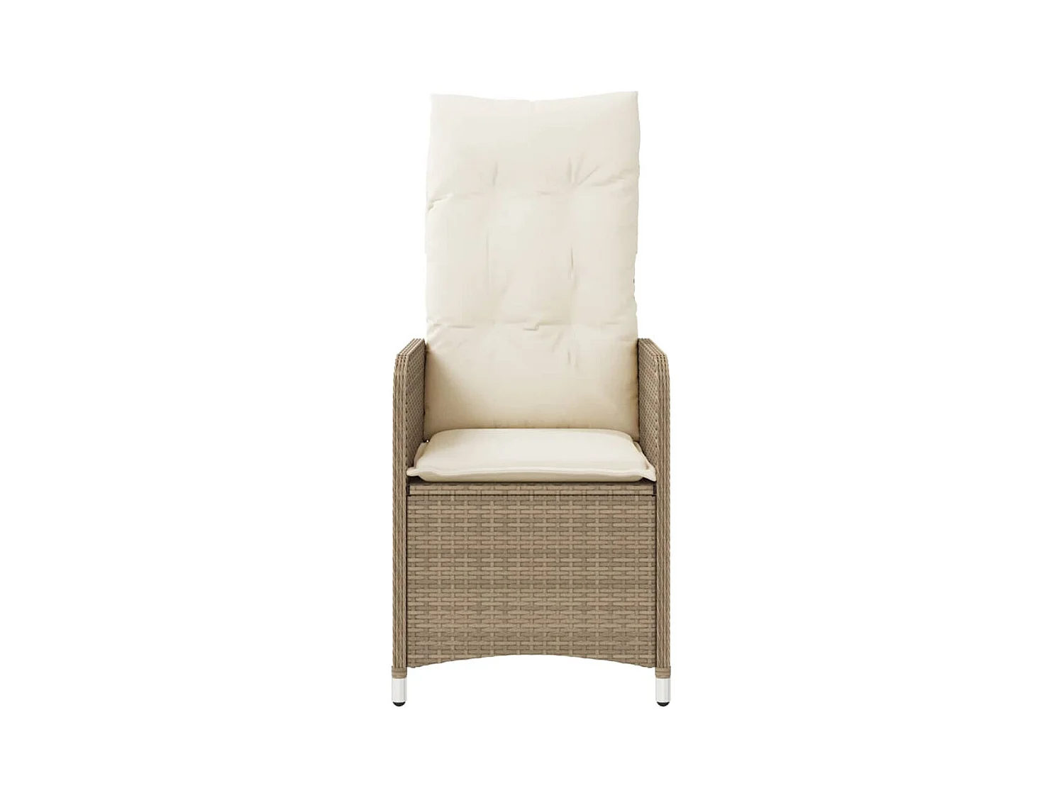 Silla de jardín reclinable con cojines de mimbre de resina beige