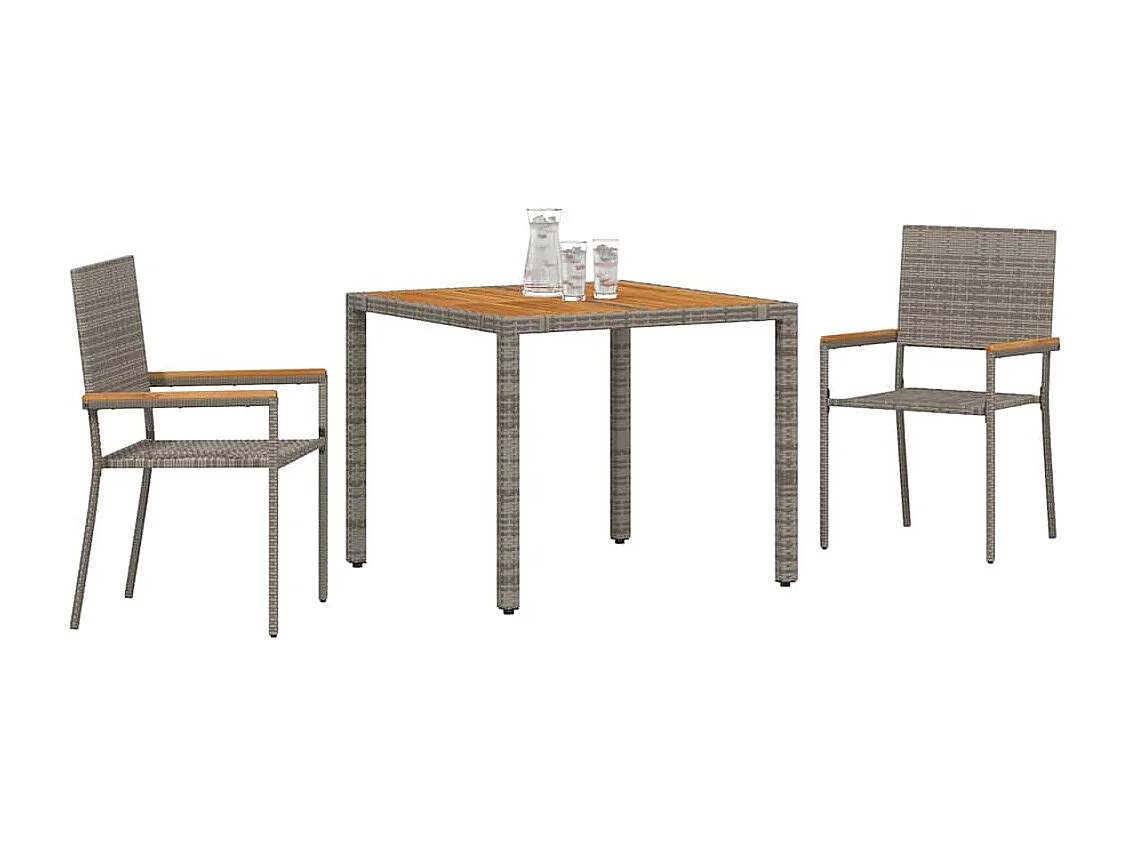 3-delige tuinset, grijs