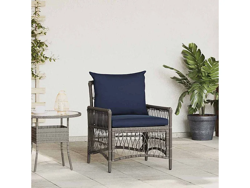 Grauer Gartenstuhl 60 x 70 x 78cm Polyrattan