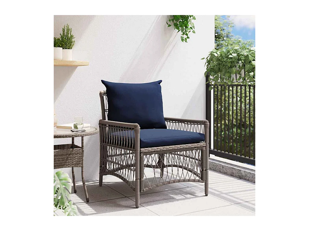 Grijze tuinstoel 60 x 70 x 78 cm polyrotan