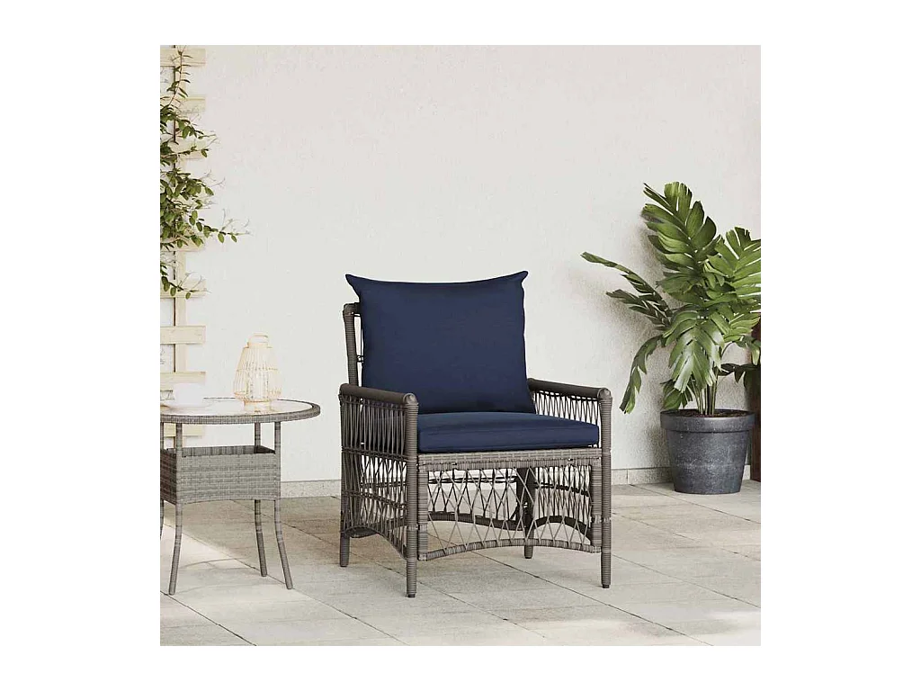 Chaise de jardin Gris 60 x 70 x 78cm polyrotin