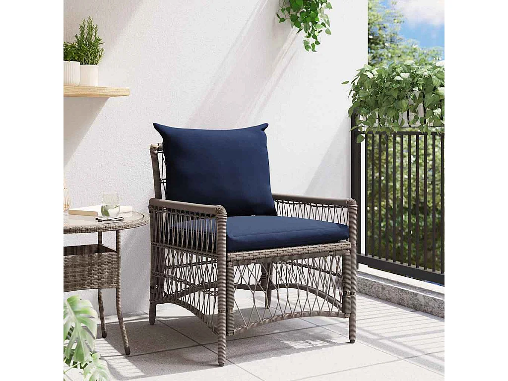 Grijze tuinstoel 60 x 70 x 78 cm polyrotan