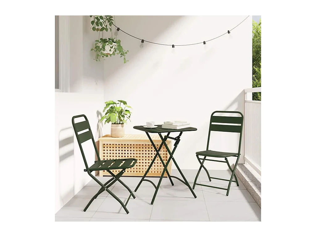 Chaise de jardin pliante 2 pcs Vert 55 x 56,5 x 91cm Acier