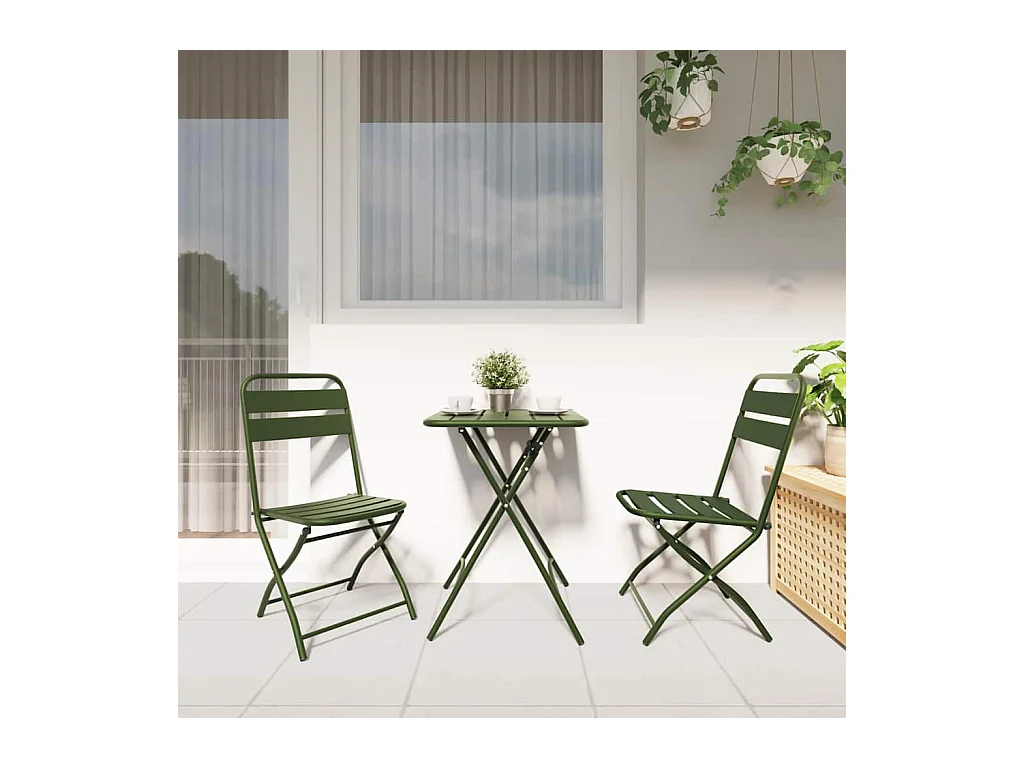 Opvouwbare tuinstoel 2 stuks Groen 55 x 56,5 x 91 cm Staal