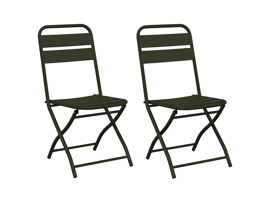 Silla de jardín plegable 2 piezas Verde 55 x 56,5 x 91 cm Acero