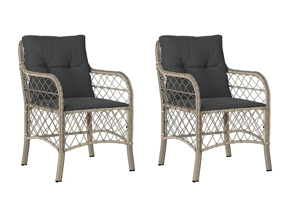 Juego de 2 cojines para sillas de jardín de resina tejida en gris claro