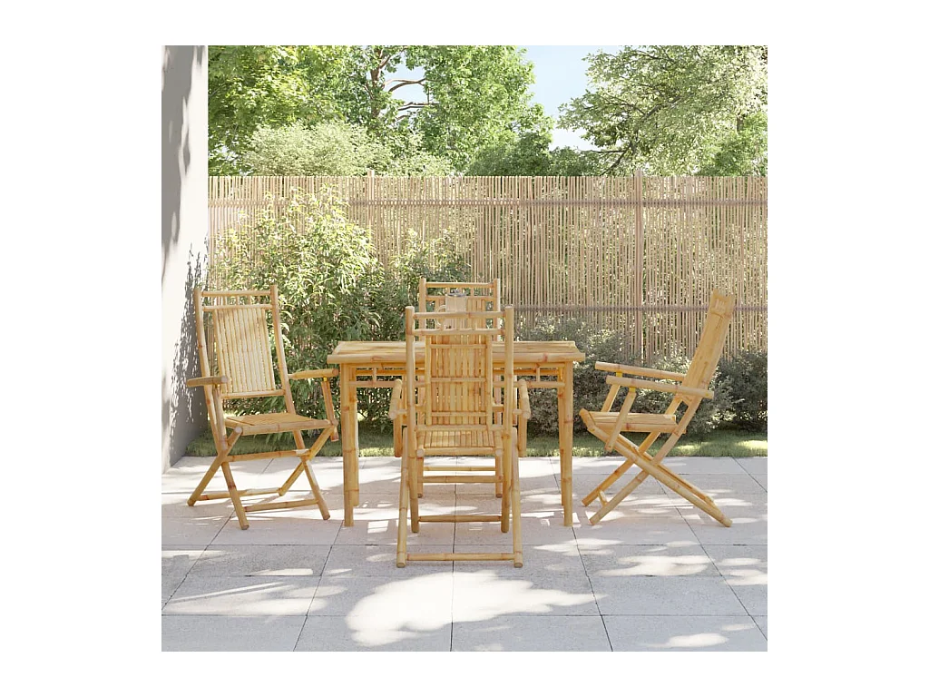 Set di 4 sedie pieghevoli da giardino in bambù 53x66x99 cm