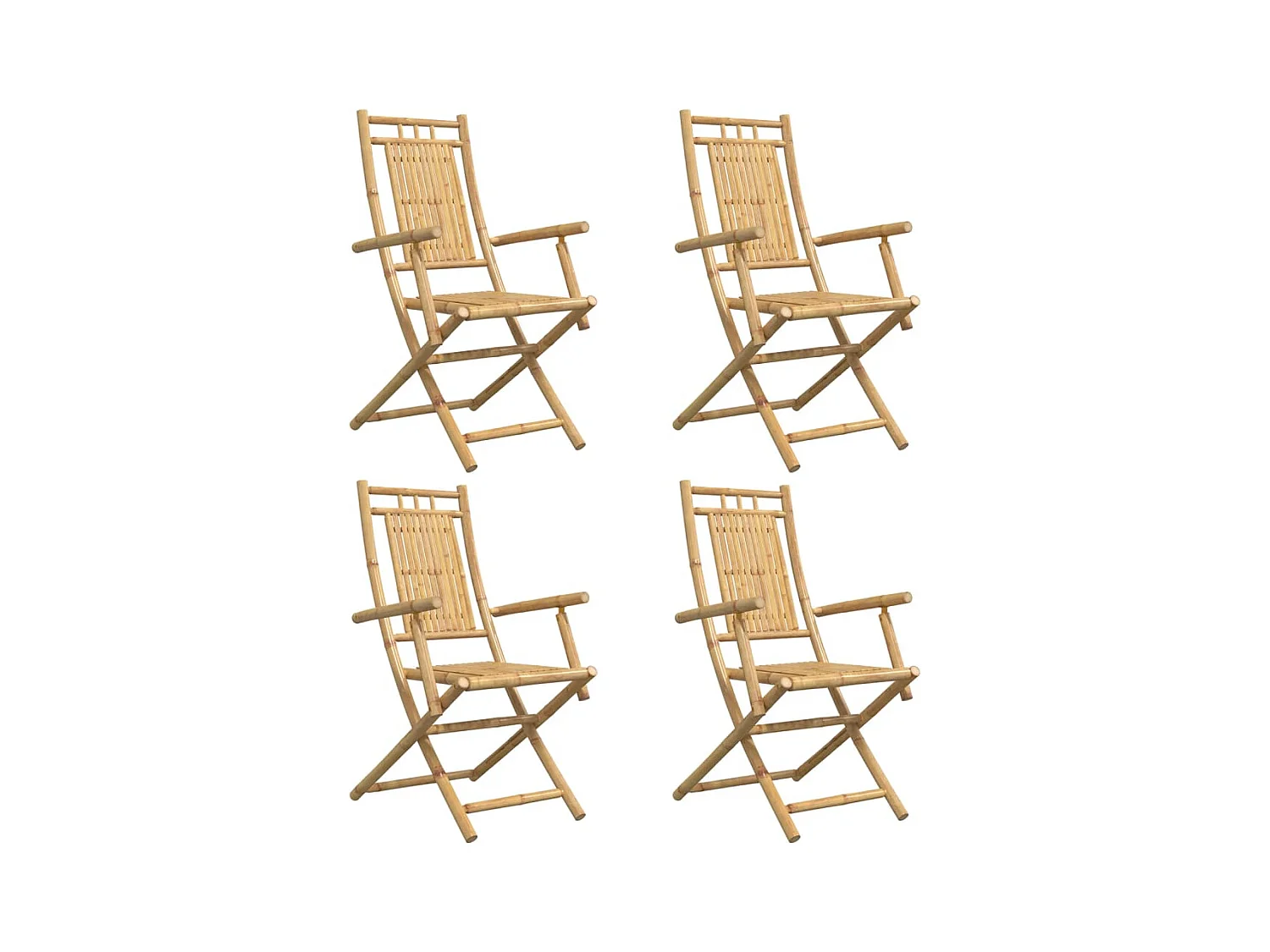 Set di 4 sedie pieghevoli da giardino in bambù 53x66x99 cm