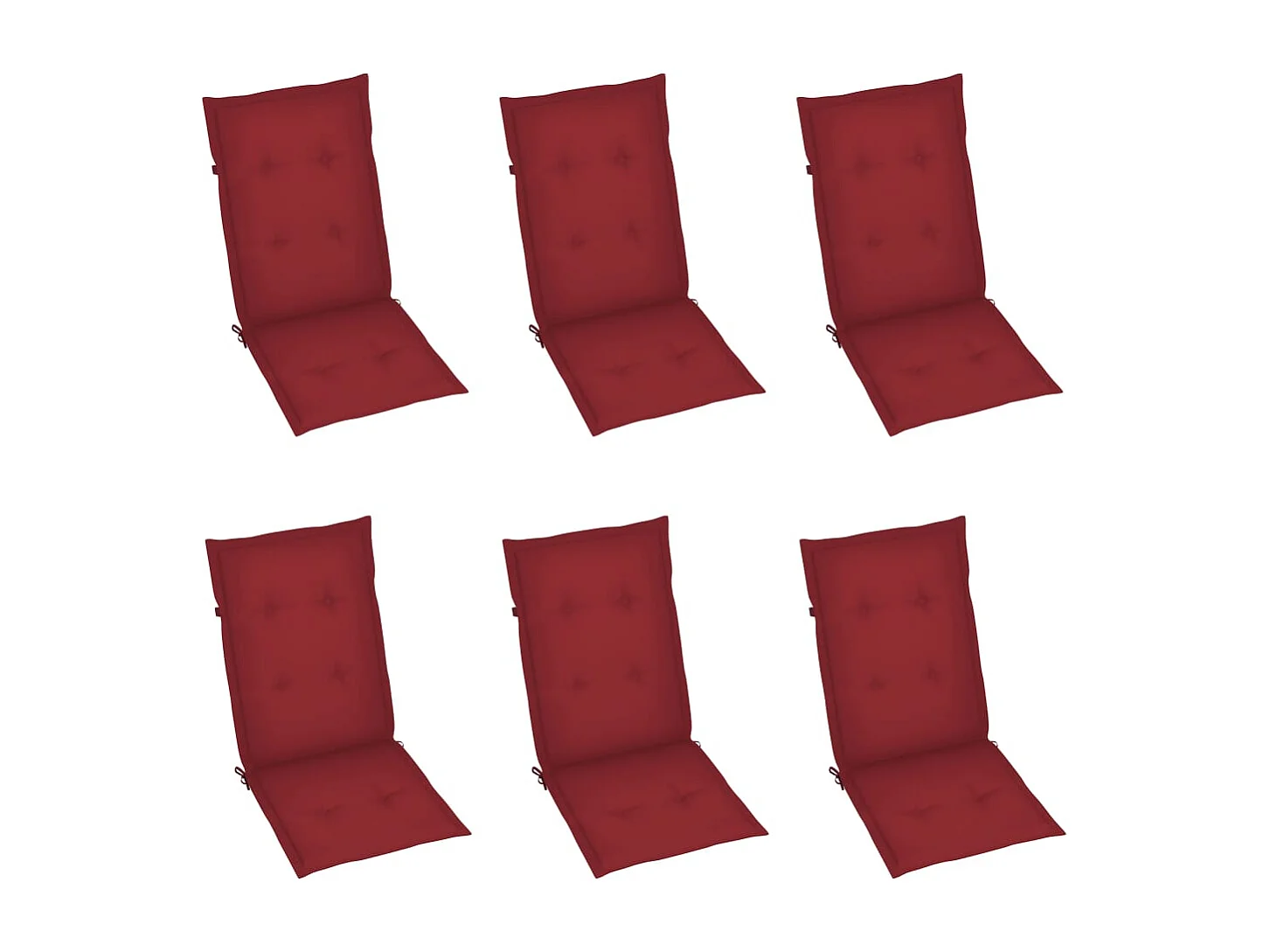 Chaises de jardin lot de 6 avec coussins bordeaux Bois de teck