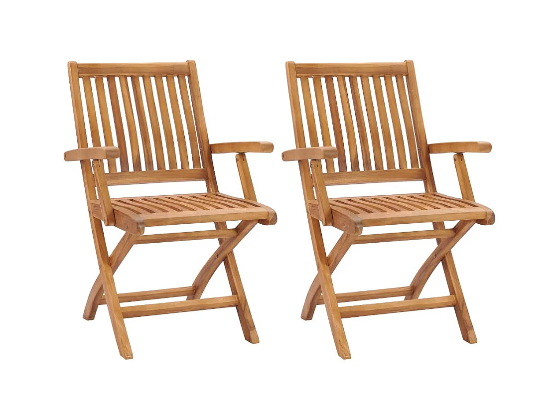 Chaises de jardin pliables lot de 2 Bois de teck massif