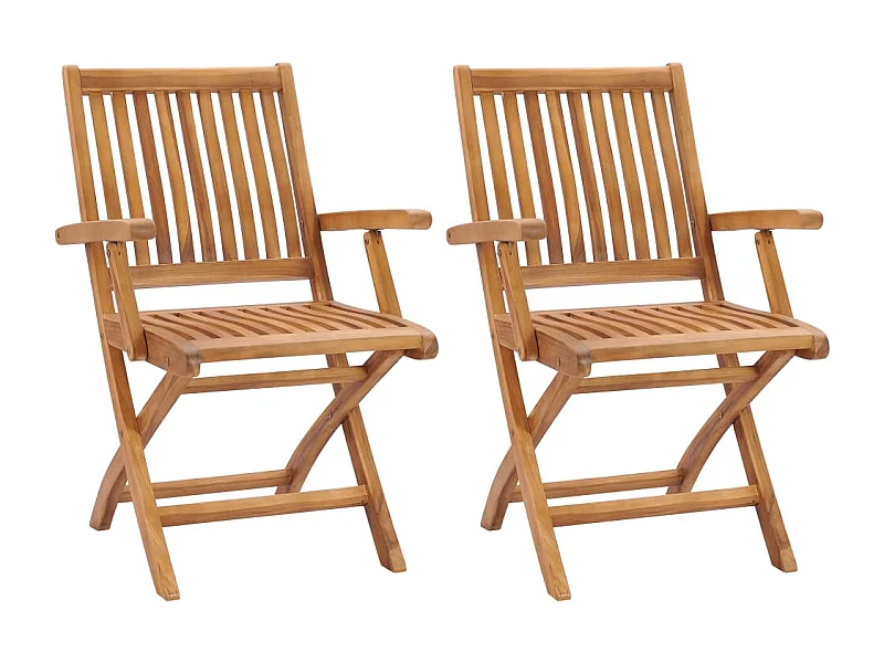 Chaises de jardin pliables lot de 2 Bois de teck massif